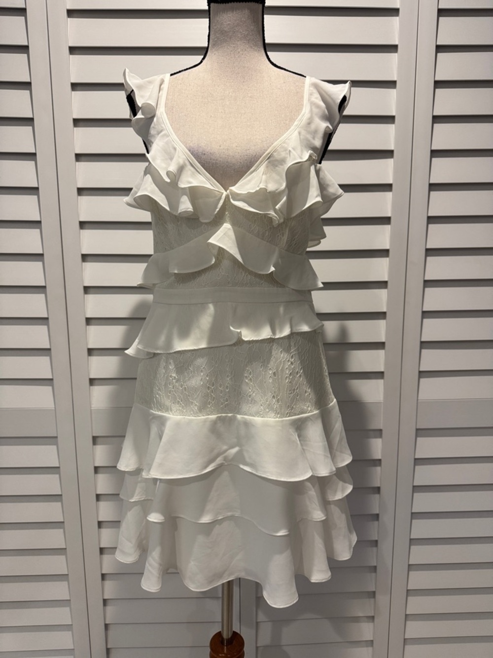 Bardot White Ruffled lined Midi Dress with adjustable strap